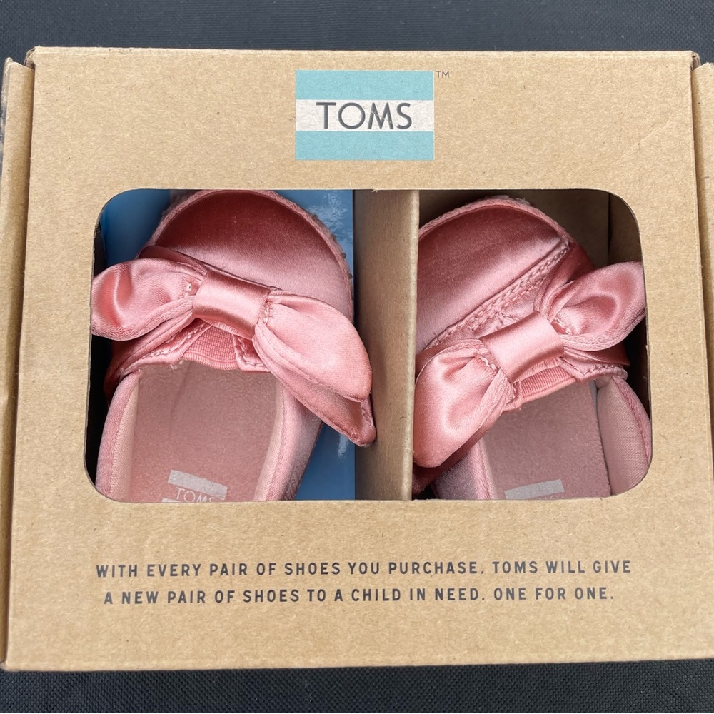 TOMS Pink Baby Shoes with Bow